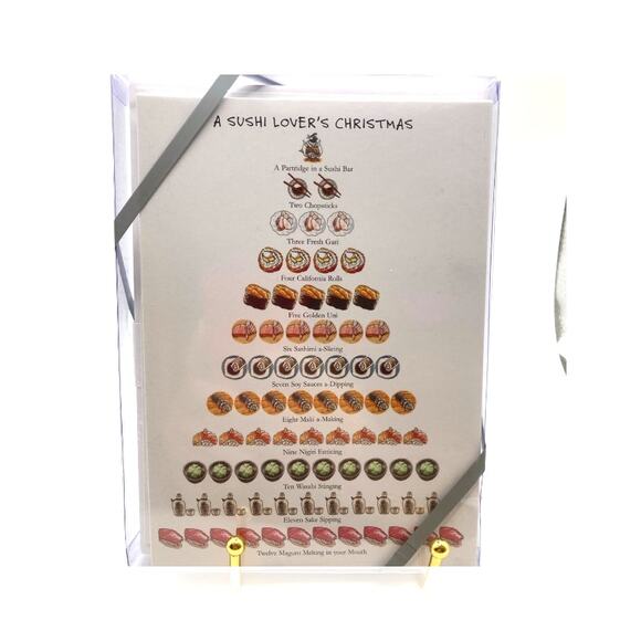 Sushi Lover’s 12 Days of Christmas 12 boxed cards and envelopes NEW - Picture 2 of 7